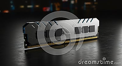 Close-up of Ram Memory Module on Dark Background for Computer Upgrade Stock Photo
