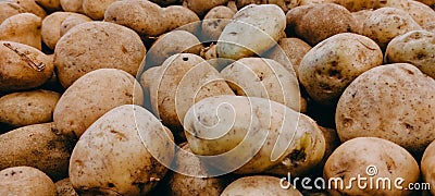 close up raw Potatoes sale on supermarket Stock Photo