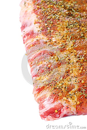 Close up of Raw seasoned spare Stock Photo