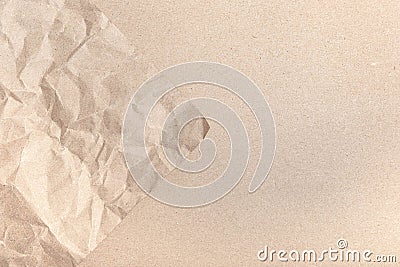 Close up of Recycled brown wrinkle crumpled old with paper page texture rough background. crease grunge parchment pattern vintage Stock Photo