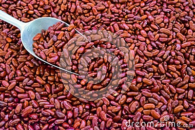 Close up Red beans with spoon Stock Photo