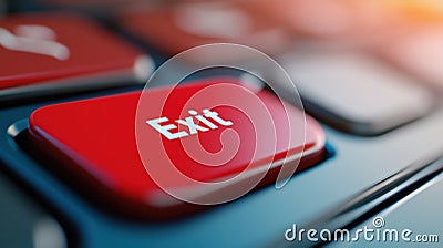 A close up of a red exit button on the keyboard, AI Stock Photo