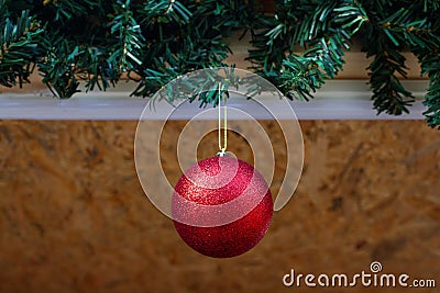 Close up of a red glittery christmas ornament. Stock Photo