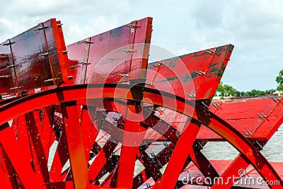 Close-up of a red paddle wheel Stock Photo