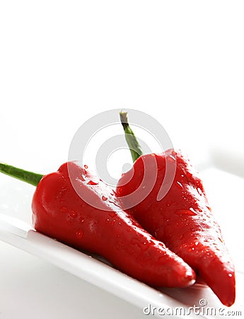 Close up on red peppers Stock Photo
