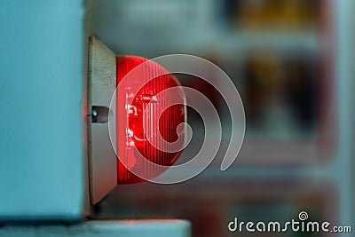 Red industrial signal lamp close Stock Photo