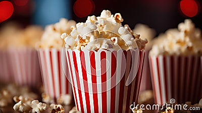 Close-up of a red and white striped popcorn cup Stock Photo