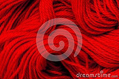 Close up the red yarn thread as abstract background Stock Photo