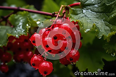 close-up of a redcurrant with water drops on blurred background Stock Photo