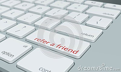 Close up of refer a friend keyboard button Stock Photo