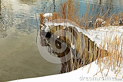 Close-up of reflections of clouds in the water. Stock Photo