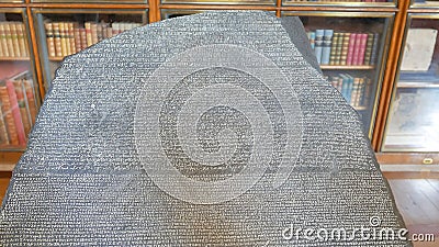 Close up of a replica of the rosetta stone in london Editorial Stock Photo