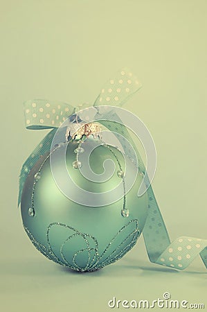 Close up of retro aqua blue Christmas tree ornament Stock Photo