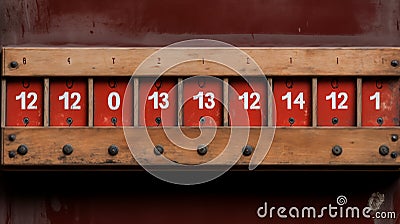 Close-up of scoreboard with sliding markers indicating scores.AI Generated Stock Photo