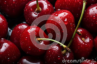 A close-up of ripe, red cherries Stock Photo