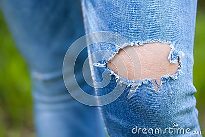 Close up ripped jeans Stock Photo