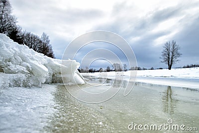 Close-up of rivulet on cold winter day Stock Photo