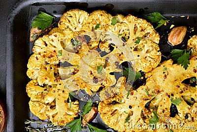 Close up of roasted cauliflower steaks Stock Photo