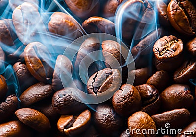 Close up Roasted Coffee beans Stock Photo