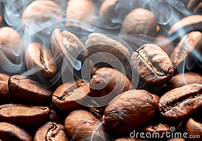 Close up Roasted Coffee beans Stock Photo