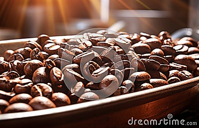 Close up Roasted coffee beans Stock Photo