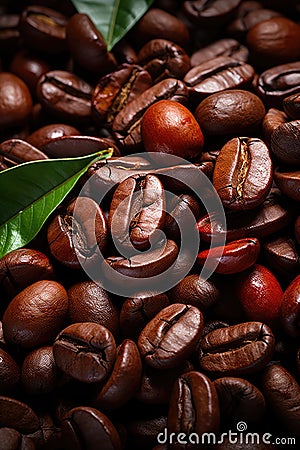 Close-up Roasted coffee beans. Colombian coffee Stock Photo