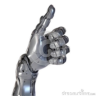 Close-up Of Robot's Hand Showing Thumb Up Sign. Stock Photo