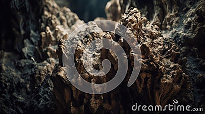a close up of a rock formation with a blurry image of a person standing in the distance in the distance in the background is a Stock Photo