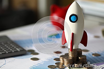Space ship and investment income Stock Photo