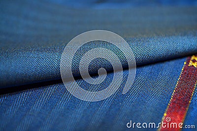 Close up roll blue texture stripe line black of suit Stock Photo