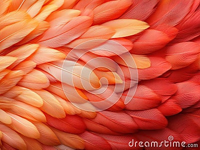 Close-up of a rooster feather patterns showcasing vivid colors, sharp texture, and intricate details zoomed-in macro photograph Stock Photo