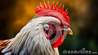 Close up of rooster's head with red and white comb Stock Photo