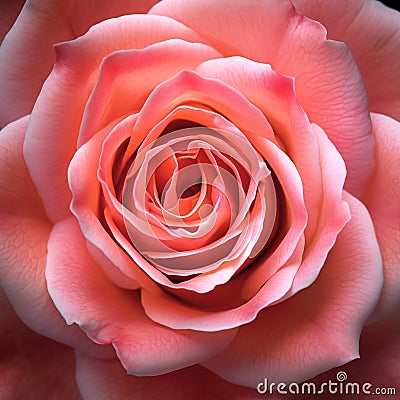 a close-up of a rose with soft pink petals arranged in a spiral pattern Stock Photo