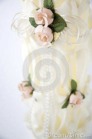 Close up roses wedding candle Stock Photo