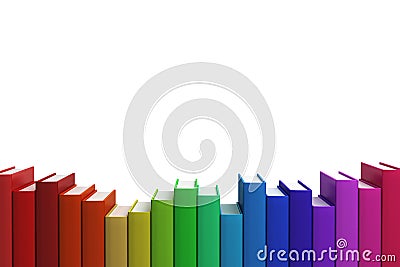 Close up row Stack of colorful books Stock Photo