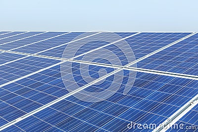 Close up rows array of solar cells or photovoltaics in solar power station convert light energy from the sun Stock Photo