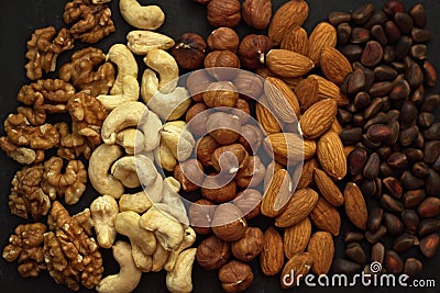 Close up rows of nuts Stock Photo
