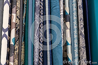 Close-up rows of pieces of fabric made of cotton Stock Photo