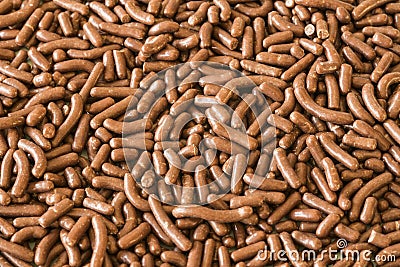 Close up rusk with chocolate hail, Dutch Hagelslag. Full screen. Stock Photo