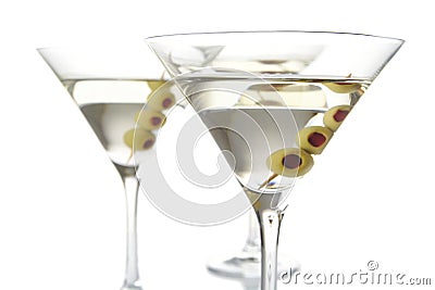 Close-up russian martinis with vodka isolated on white Stock Photo