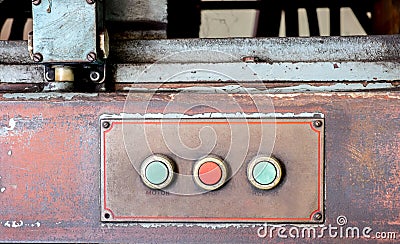 Close up Rustic control panel of old machine,grunge object Stock Photo