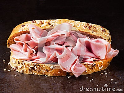 Rustic italian mortadella sandwich Stock Photo