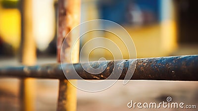 A close up of a rusty metal fence, AI Stock Photo