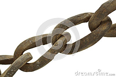 Rusy chain on white background - Concept of teamwork, unity and strenght Stock Photo