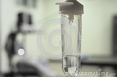 Close up saline solution drip for patient Stock Photo