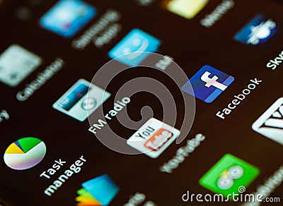 Close up Samsung Galaxy S2 touch screen Editorial Stock Photo