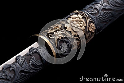 close-up of a samurai sword hilt Stock Photo