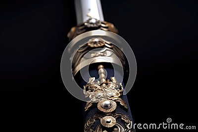 close-up of a samurai sword hilt Stock Photo