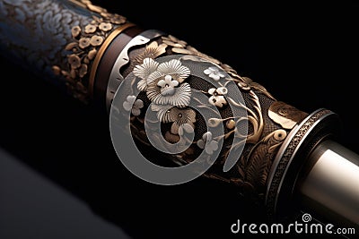 close-up of a samurai sword hilt Stock Photo