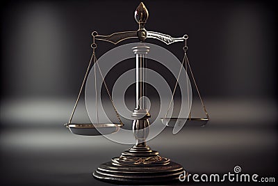 close-up of scales, with one side heavier than the other to convey the concept of justice Stock Photo